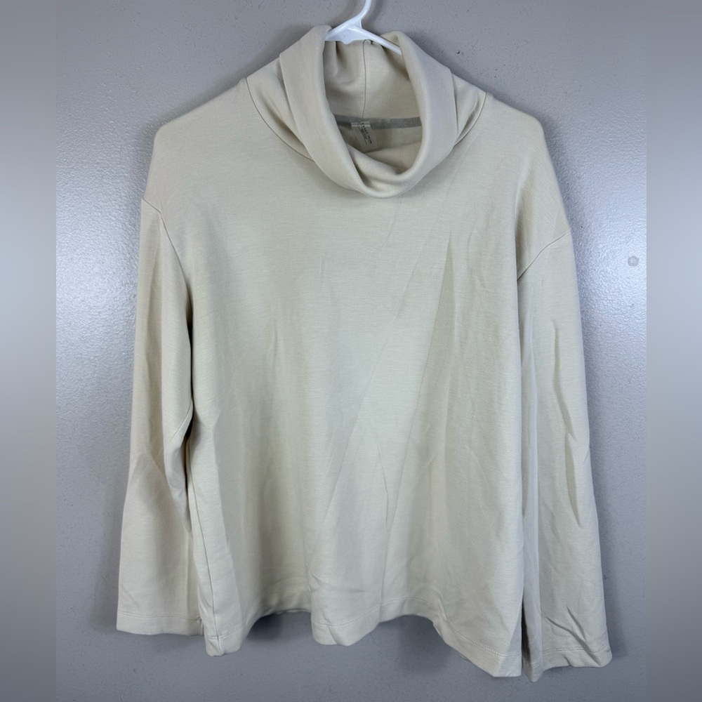 Outdoor Voices‎ Womens Mock Turtleneck Shirt Long Sleeve Cream Medium Athleisure